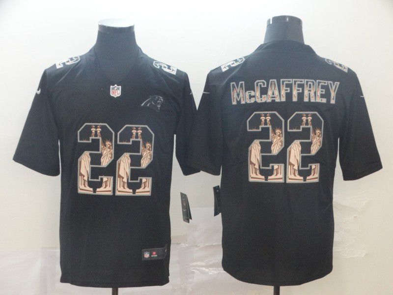Men Carolina Panthers #22 Mccaffrey Black Goddess fashion Edition Nike NFL Jerseys
